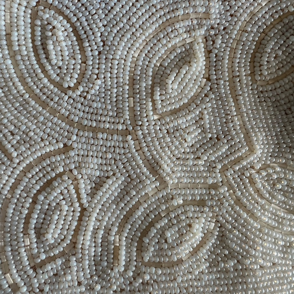 Vintage 50’s Sharonee like Beaded Purse Made in Japan Beige Beads Weave Swirl. - Picture 7 of 8